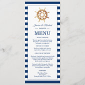 Waterverf stuurwiel Nautical Navy Stripes Menu (Voorkant)