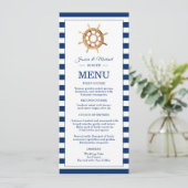 Waterverf stuurwiel Nautical Navy Stripes Menu (Staand voorkant)