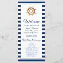 Waterverf stuurwiel Nautical Navy Stripes