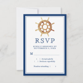Waterverf stuurwiel Nautical Navy Stripes RSVP Kaartje
