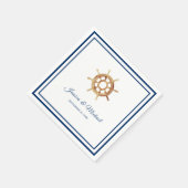 Waterverf stuurwiel Nautical Navy Stripes Servet (Hoek)