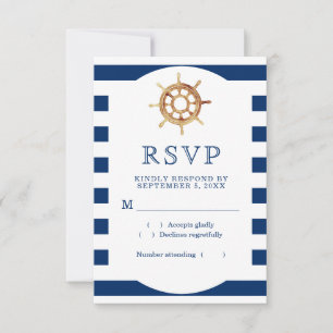 Waterverf stuurwiel navelstreng RSVP kaartje