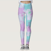 Waterverf Style Abstracte Roze Aqua Art Leggings (Voorkant)