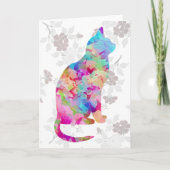Waterverf Style Art Cat Note Card Kaart (Voorkant)