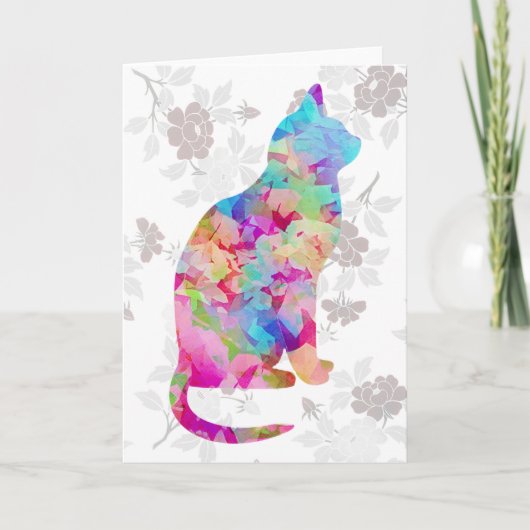 Waterverf Style Art Cat Note Card Kaart (Voorkant)