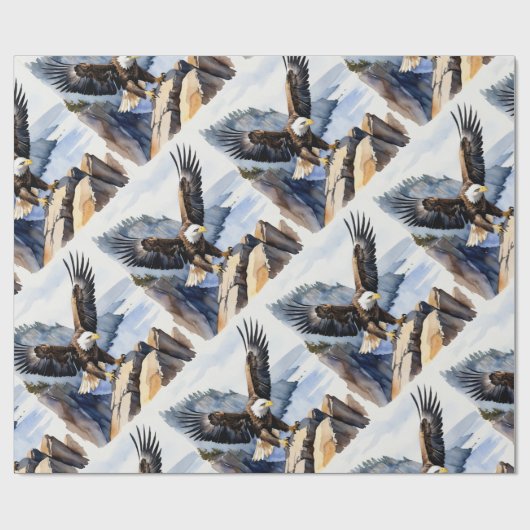 Waterverf Style Bald Eagle Flying Cliff Cadeaupapier (Vlak)