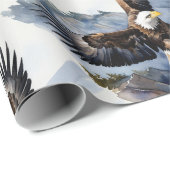 Waterverf Style Bald Eagle Flying Cliff Cadeaupapier (Rol Hoek)