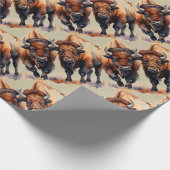 Waterverf Style Bison Buffalo Animal Pattern Art Cadeaupapier (Hoek)