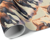 Waterverf Style Bison Buffalo Animal Pattern Art Cadeaupapier (Rol Hoek)