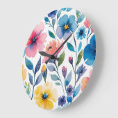 Waterverf Style Bloemen Wandklok (Hoek)