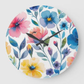 Waterverf Style Bloemen Wandklok (Voorkant)
