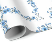 Waterverf Style Blue Forget-me-not Flower Cadeaupapier (Rol Hoek)