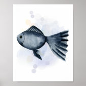 Waterverf Style Blue Tropical Fish Ocean Theme Poster (Voorkant)