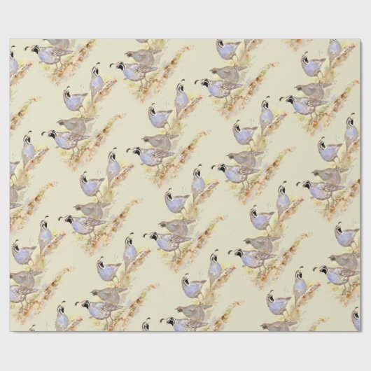 Waterverf Style California Quail Birds Wildlife Cadeaupapier (Vlak)