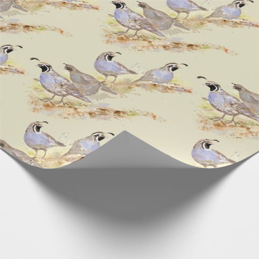 Waterverf Style California Quail Birds Wildlife Cadeaupapier (Hoek)