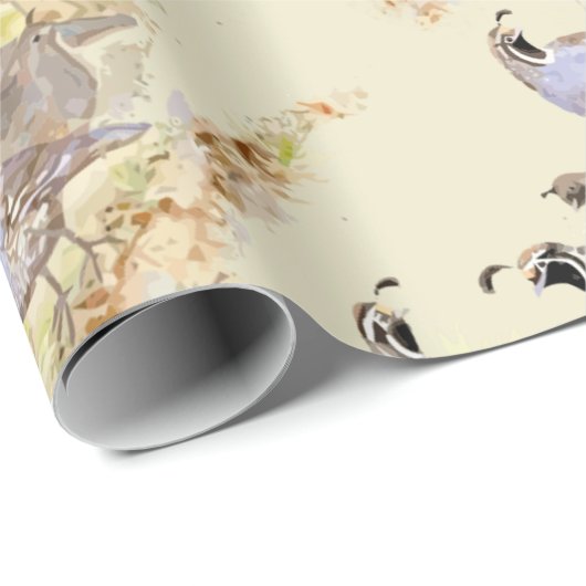 Waterverf Style California Quail Birds Wildlife Cadeaupapier (Rol Hoek)