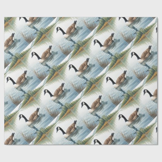 Waterverf Style Canada Goose Bird Zwemmeer Cadeaupapier (Vlak)