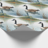 Waterverf Style Canada Goose Bird Zwemmeer Cadeaupapier (Hoek)