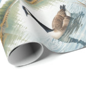 Waterverf Style Canada Goose Bird Zwemmeer Cadeaupapier (Rol Hoek)