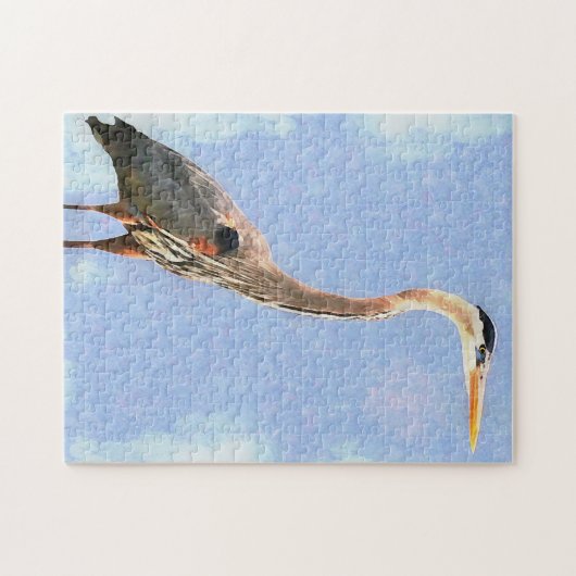 Waterverf Style Great Heron Zee Vogelpuzzel Legpuzzel (Horizontaal)