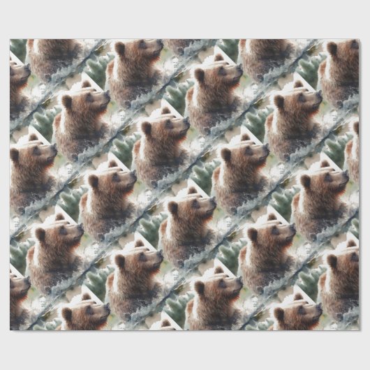 Waterverf Style Grizzly Beer Wildlife Animal Art Cadeaupapier (Vlak)