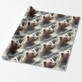 Waterverf Style Grizzly Beer Wildlife Animal Art Cadeaupapier (Uitgerold)