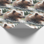Waterverf Style Grizzly Beer Wildlife Animal Art Cadeaupapier (Hoek)
