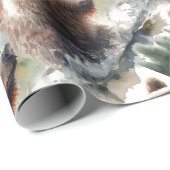 Waterverf Style Grizzly Beer Wildlife Animal Art Cadeaupapier (Rol Hoek)