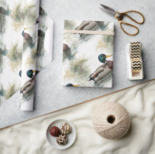 Waterverf Style Mallard Duck Bird Zwemmeer Cadeaupapier