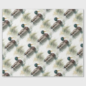 Waterverf Style Mallard Duck Bird Zwemmeer Cadeaupapier (Vlak)