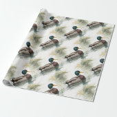 Waterverf Style Mallard Duck Bird Zwemmeer Cadeaupapier (Uitgerold)