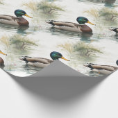 Waterverf Style Mallard Duck Bird Zwemmeer Cadeaupapier (Hoek)