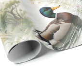 Waterverf Style Mallard Duck Bird Zwemmeer Cadeaupapier (Rol Hoek)