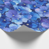 Waterverf Style Pansies Blauw Paarse Bloemprint Cadeaupapier (Hoek)