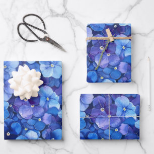 Waterverf Style Pansies Blauw Paarse Bloemprint Inpakpapier Vel