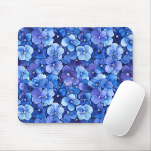 Waterverf Style Pansies Blauw Paarse Bloemprint Muismat