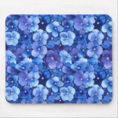 Waterverf Style Pansies Blauw Paarse Bloemprint Muismat (Voorkant)