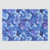 Waterverf Style Pansies Blauw Paarse Bloemprint Tissuepapier (Voorkant)