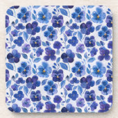Waterverf Style Pansies Paarse Blauwe Bloemprint Bier Onderzetter (Voorkant)