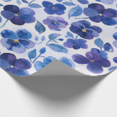 Waterverf Style Pansies Paarse Blauwe Bloemprint Cadeaupapier (Hoek)