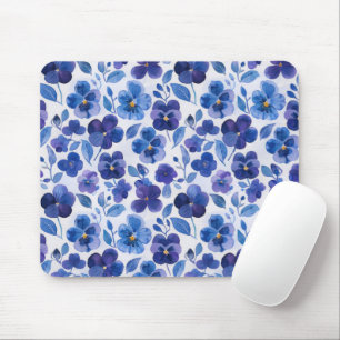Waterverf Style Pansies Paarse Blauwe Bloemprint Muismat