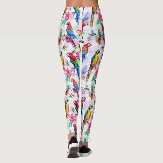 Waterverf Style Parrots 2 Leggings (Achterkant)
