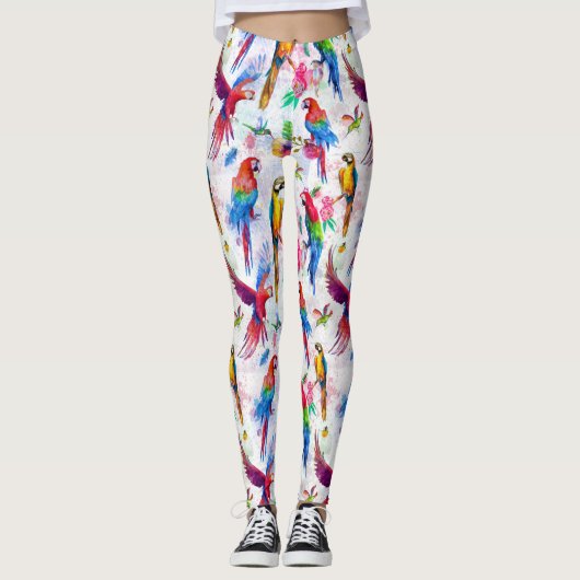 Waterverf Style Parrots 2 Leggings (Voorkant)