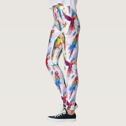 Waterverf Style Parrots 2 Leggings (Links)