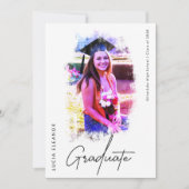 Waterverf Style Portrait Script Photo Afstuderen Aankondiging (Voorkant)