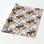 Waterverf Style Woman Girl Trail Horseback Cadeaupapier (Uitgerold)