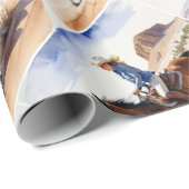 Waterverf Style Woman Girl Trail Horseback Cadeaupapier (Rol Hoek)