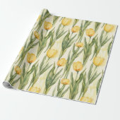 Waterverf Style Yellow Tulips All-over Print Cadeaupapier (Uitgerold)
