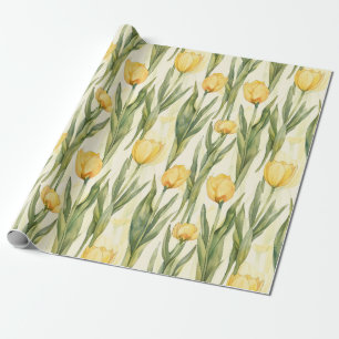 Waterverf Style Yellow Tulips All-over Print Cadeaupapier