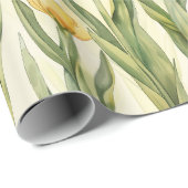 Waterverf Style Yellow Tulips All-over Print Cadeaupapier (Rol Hoek)